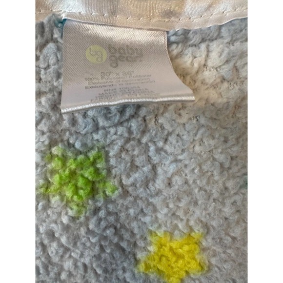 Baby Gear Stars Car Blue Green Yellow Satin Trim Fleece...